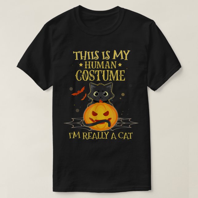 This Is My Human Costume I'm Really A Cat Funny T-Shirt (Design vorne)