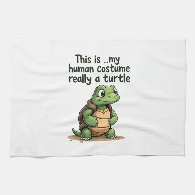 This Is My Human Costume I'm Really A Turtle T-Shi Geschirrtuch (Horizontal)