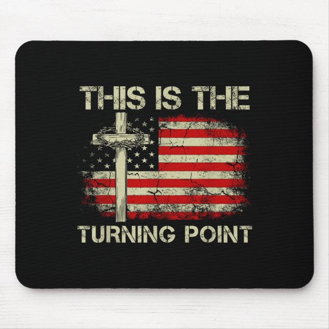 This Is The Turning Int Faith Cross Us Flag Patrio Mousepad (Vorne)