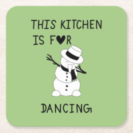 This Kitchen is for dancing snowman Rechteckiger Pappuntersetzer