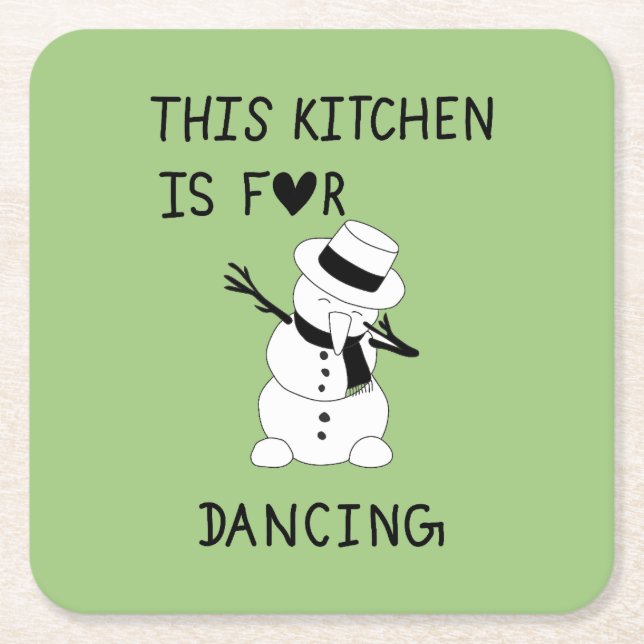 This Kitchen is for dancing snowman Rechteckiger Pappuntersetzer (Vorderseite)