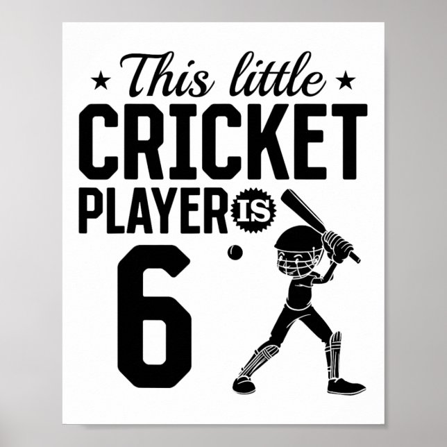This Little Cricket Player Is 6 Years Old - 6th Bi Poster (Vorne)