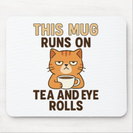 This Mug Runs on Tea and Eye Rolls – Funny British Mousepad