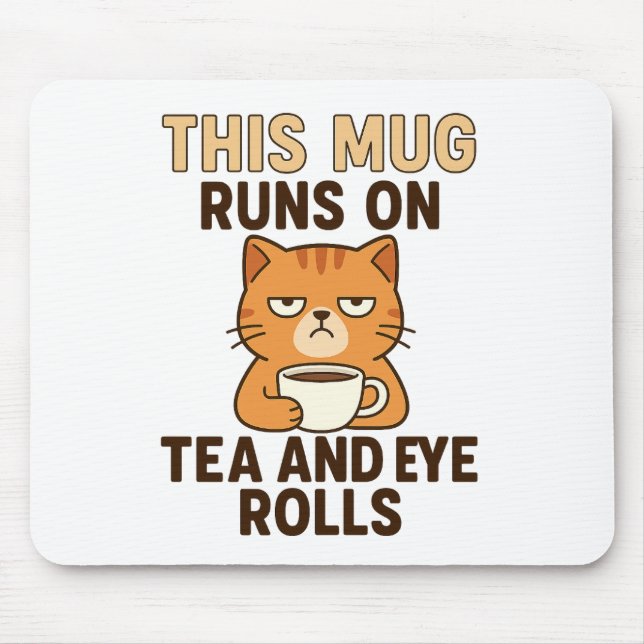 This Mug Runs on Tea and Eye Rolls – Funny British Mousepad (Vorne)