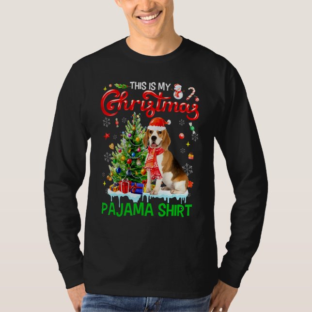 This My Christmas Pajama   Beagle Scarf Santa Xmas T-Shirt (Vorderseite)