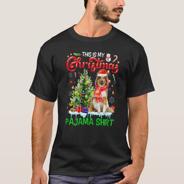 This My Christmas Pajama  Shetland Sheepdog Santa  T-Shirt (Vorderseite)