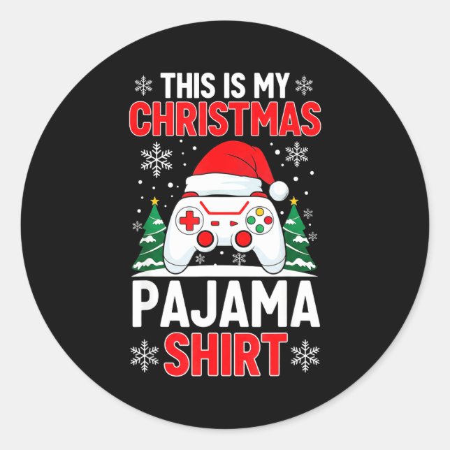 This My Christmas Pajama Shirt Gaming Xmas Men Boy Runder Aufkleber (Vorderseite)