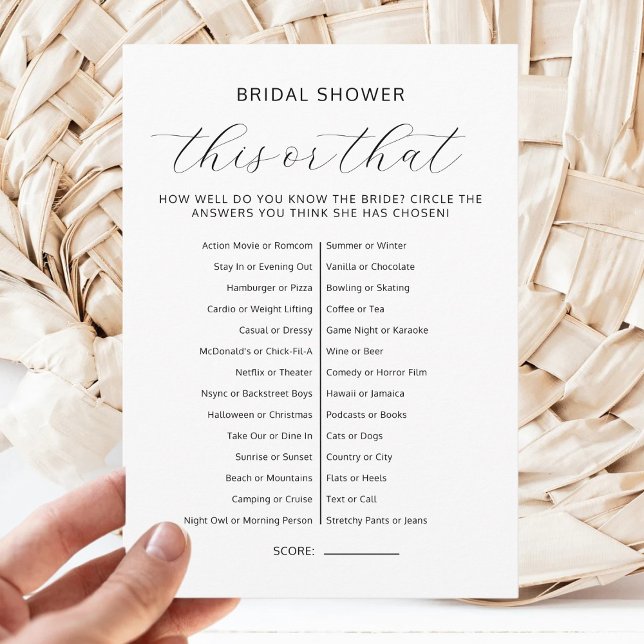 This Or That Bridal Shower Couples Wedding Games Einladung (Von Creator hochgeladen)