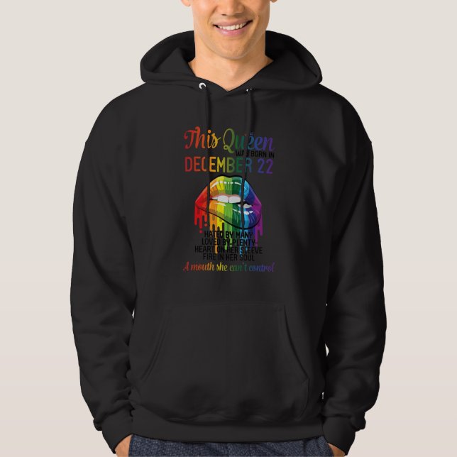 This Queen Born Dec 22 Hate Love Heart Mouth Can't Hoodie (Vorderseite)