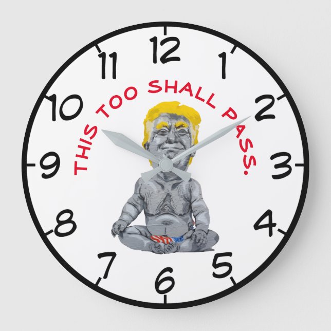 This Too Shall Pass Funny Trump Baby American Flag Große Wanduhr (Vorderseite)