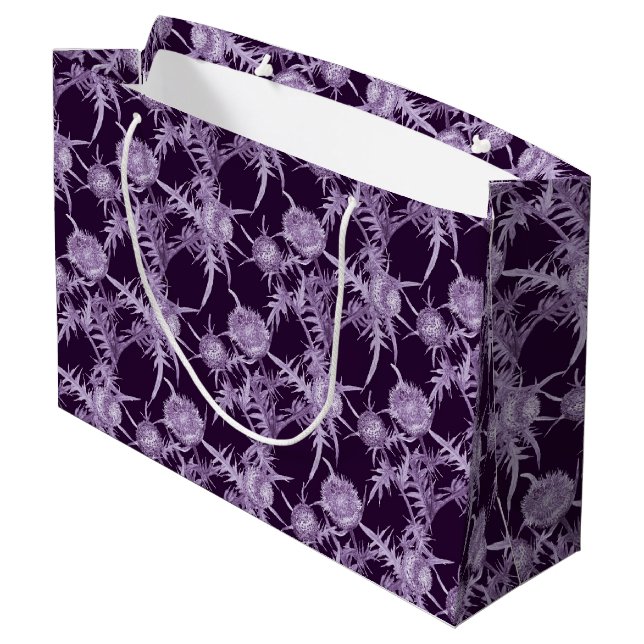 THISTL-violette Blume Große Geschenktüte (Rückseite Schrägansicht)