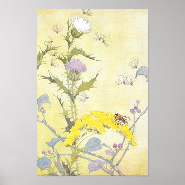 Thistle and Bee on Goldenrod Poster (Vorne)