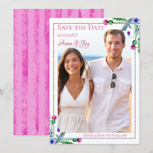 Thistle Floral Foto Save the Date Einladung