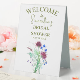 Thistle Floral Rustic Scottish Boho Brautparty Tischaufsteller