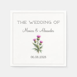 Thistle Floral Scottish Watercolor Wedding Party Serviette