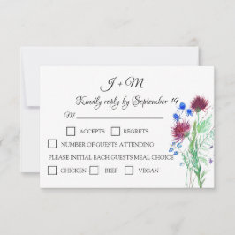 Thistle Floral Scottish Watercolor Wedding RSVP