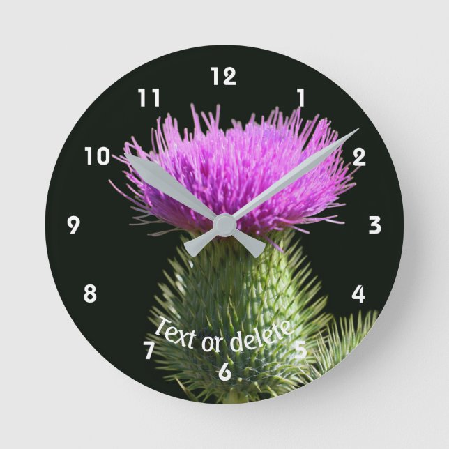 Thistle Flower Personalized Runde Wanduhr (Vorderseite)
