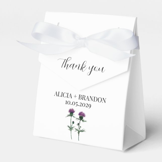 Thistle Lila Scottish Floral Modern Wedding Geschenkschachtel (Vorderseite)