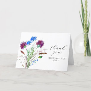 Thistle Lila Scottish Floral Wedding Vielen Dank Dankeskarte