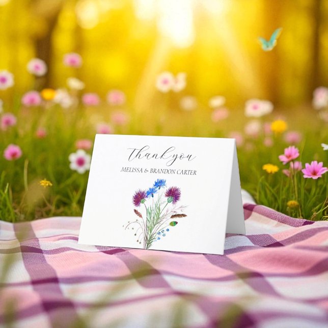 Thistle Lila Scottish Floral Wedding Vielen Dank Dankeskarte (Von Creator hochgeladen)