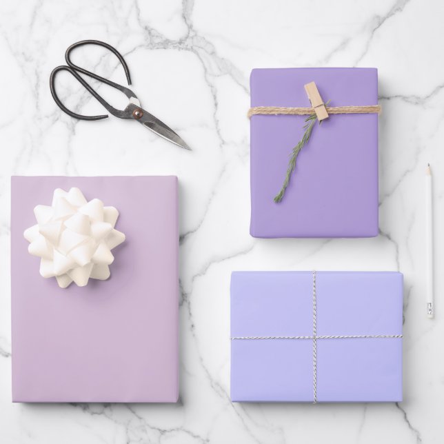 Thistle Pastel Periwinkle Lila Schatten 3 Töne Geschenkpapier Set (Vorderseite)
