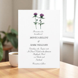 Thistle Purple Floral Scottish Minimalist Wedding Einladung