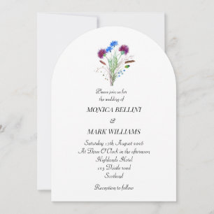 Thistle Purple Floral Scottish Minimalist Wedding Einladung