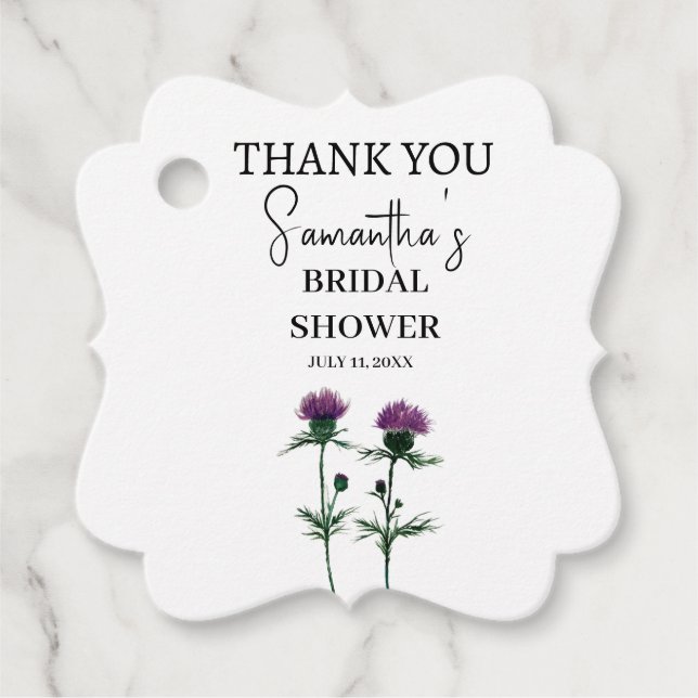 Thistle Purple Flowers Scottish Boho Brautparty Geschenkanhänger (Vorderseite)