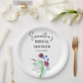 Thistle Purple Flowers Scottish Boho Brautparty Pappteller