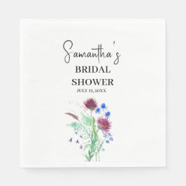 Thistle Purple Flowers Scottish Boho Brautparty Serviette