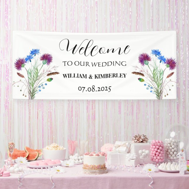 Thistle Scotland Blume Rustic Elegante Wedding Banner (Party)