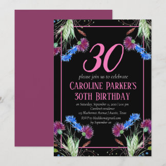 Thistle Scottish 30th Birthday Lila Floral Einladung