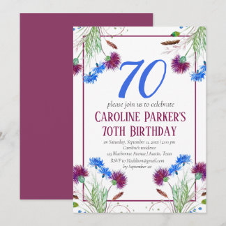 Thistle Scottish 70 th Birthday Lila Floral Einladung