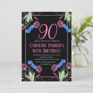 Thistle Scottish 90th Birthday Lila Floral Einladung