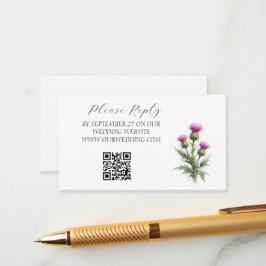 Thistle Scottish Watercolor Purple Floral Wedding  Begleitkarte