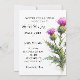 Thistle Scottish Watercolor Rustic Wedding Einladung