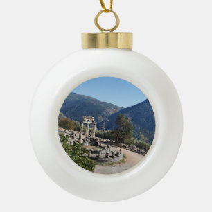 Tholos der Athena Delphi Griechenland Souvenir Wei Keramik Kugel-Ornament