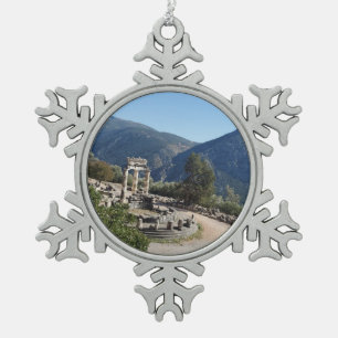 Tholos der Athena Delphi Griechenland Souvenir Wei Schneeflocken Zinn-Ornament