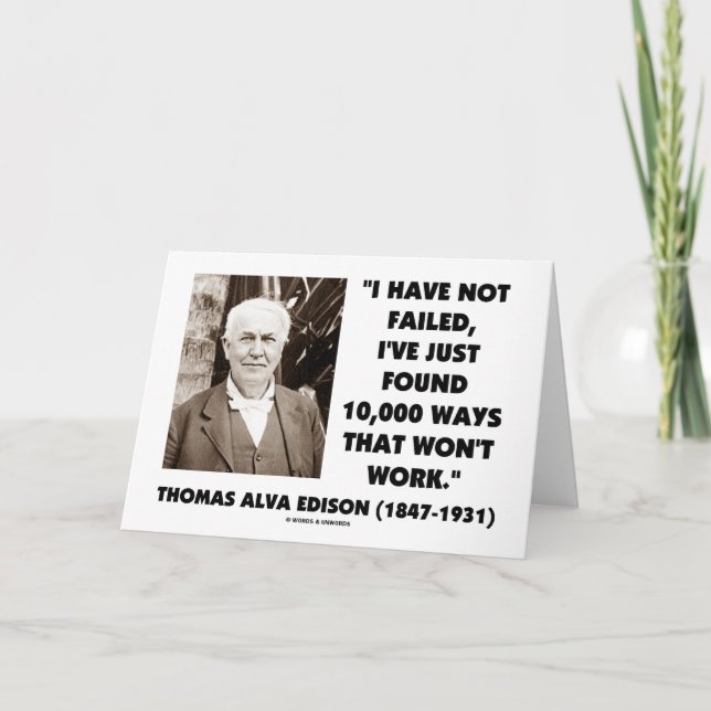 Thomas Alva Edison, der nicht 10.000 Möglichkeiten Karte (Vorderseite)