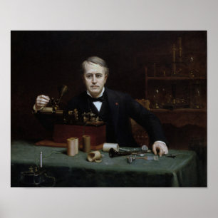 Thomas Alva Edison in seinem Labor Poster
