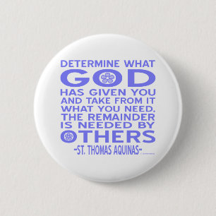 Thomas Aquinas God Give Light Blue Button