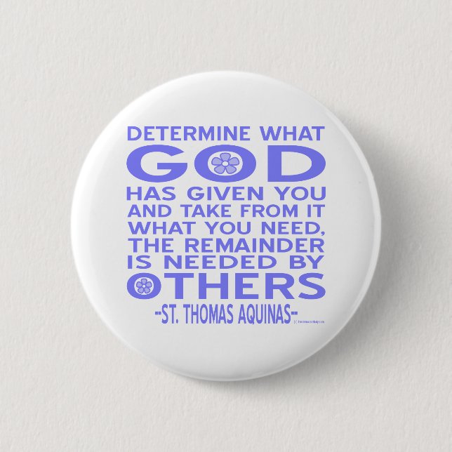 Thomas Aquinas God Give Light Blue Button (Vorderseite)
