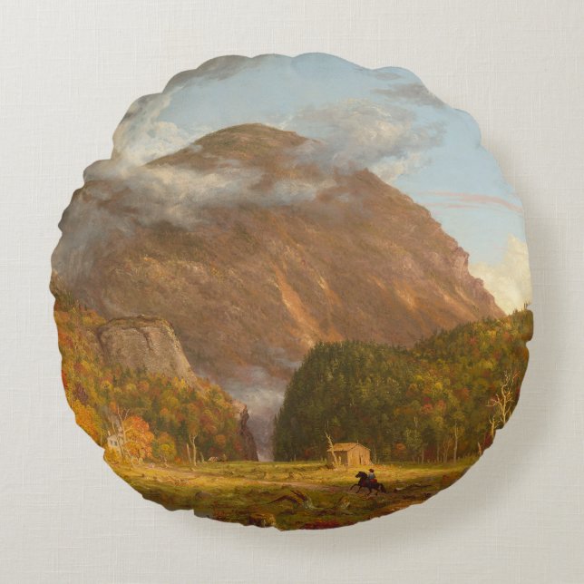 Thomas Cole Ausblick auf den Bergpass Rundes Kissen (Vorderseite)