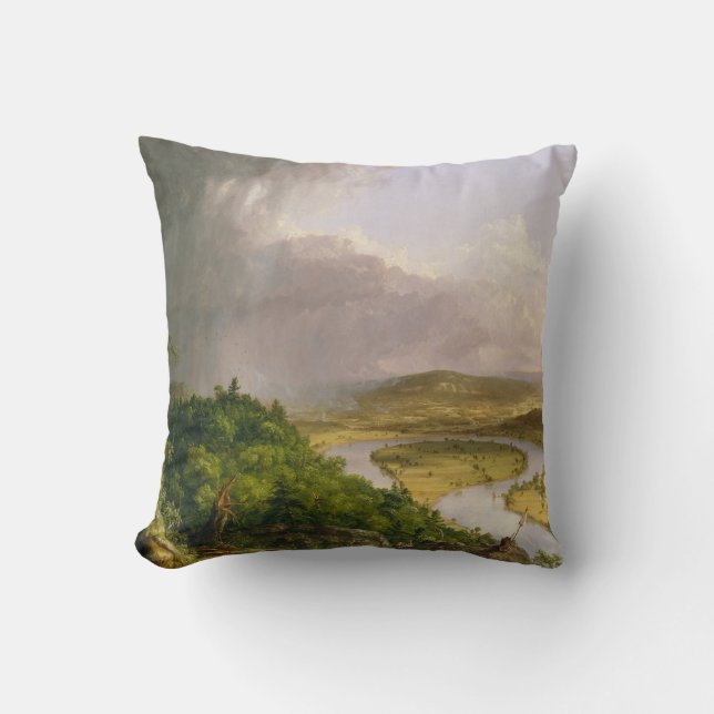 Thomas Cole der Oxbow Der Connecticut-Fluss Kissen (Vorderseite)