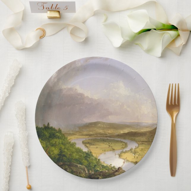 Thomas Cole der Oxbow Der Connecticut-Fluss Pappteller (Hochzeit)