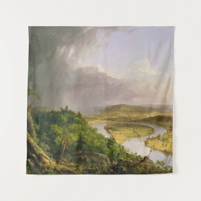 Thomas Cole der Oxbow Der Connecticut-Fluss Wandteppich (Vorderseite)