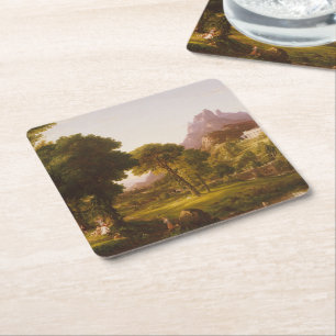 Thomas Cole Dream of Arcadia Rechteckiger Pappuntersetzer