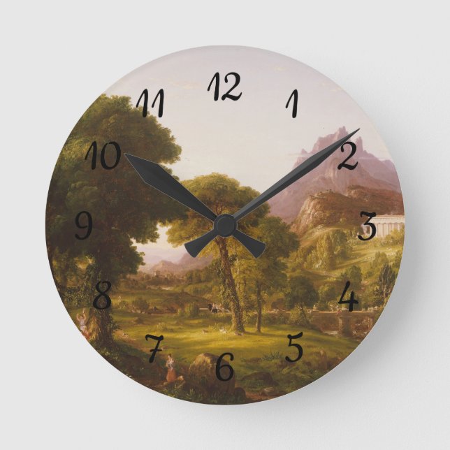 Thomas Cole Dream of Arcadia Runde Wanduhr (Vorderseite)