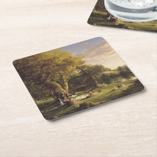Thomas Cole The Pic-Nic Rechteckiger Pappuntersetzer (angewinkelt)