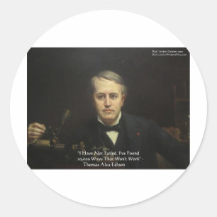 Thomas Edison "10.000 Wege" Weisheitszitate Gesche Runder Aufkleber